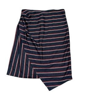 &. Layered Striped faux wrap skirt